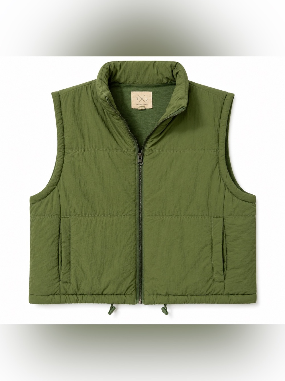 Thread and Supply Green Cropped Puffer Vest- M